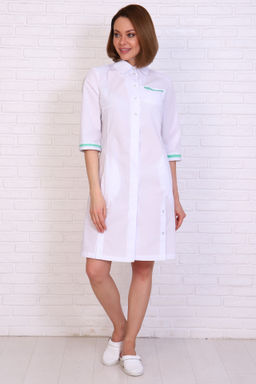 Халат женский 196 ТС. Цвет: белый и зеленое яблоко