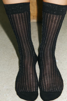 STRIPED SOCKS WITH METALLIC THREAD
