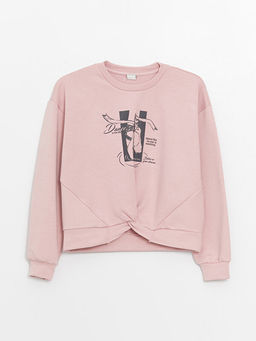 Bisiklet Yaka Bask?l? Uzun Kollu K?z ?ocuk Sweatshirt - Waikiki фото 3