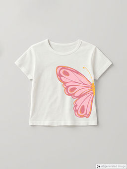 Bisiklet Yaka Bask?l? K?z ?ocuk Ti??rt