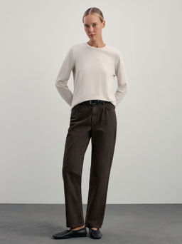 Однотонный базовый лонгслив из хлопка / Zarina  фото 2