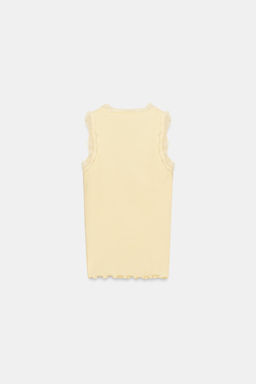CAMISETA RIB ENCAJE / Amarillo claro - Zara фото 8