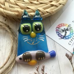Магнит Кот на рыбе