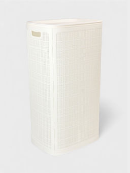 Плетёная корзина для белья с крышкой "Лён" 100л 43×32×80см, цвет белый