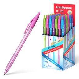 Цена за 2 шт. Ручка шар. автомат. ErichKrause "Spring Matic" (53344) синяя, 0.7мм, полупрозрачный пастельный корпус, в ассорт.