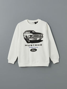 Bisiklet Yaka Ford Bask?l? Erkek ?ocuk Sweatshirt