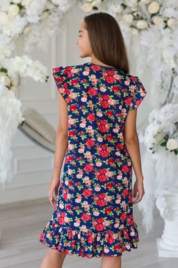 Платье женское из кулирки Элиза красные розы - Амадэль фото 6