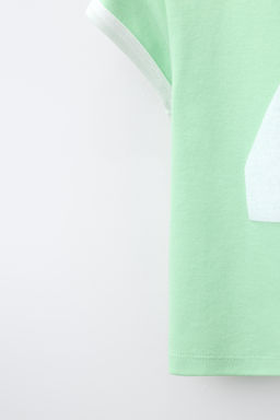 CAMISETA CONTRASTE ESTAMPADO N?MERO / verde lavado - Zara фото 4