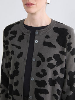 Bisiklet Yaka Leopar Desenli Kad?n Triko H?rka