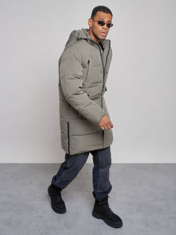 Парка мужская зимняя удлиненная молодежная серого цвета 806Sr - Wonderrman фото 11