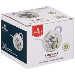 СОЛОНКА С ЛОЖКОЙ ПРОВАНС ЛАВАНДА 9,5*9,5 СМ. ВЫСОТА=10 СМ. / 170 МЛ. - Agness фото 3