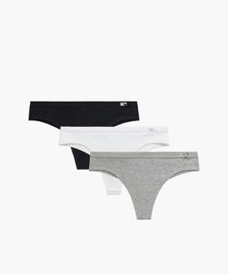 ATLANTIC 3CLP-005 Трусы бразилиана Brazilian - набор 3 шт. черный + белый + светло-серый меланж