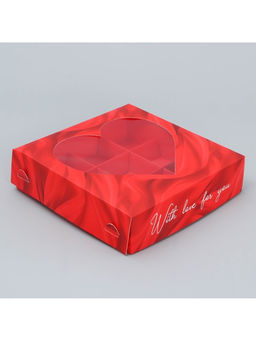 Цена за 5 шт. Коробка для конфет, кондитерская упаковка, 9 ячеек, «Любовь», 14.7×14.7×3.5 см