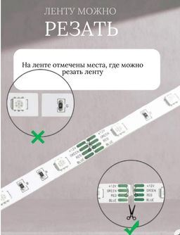 Умная светодиодная лента 5 метров с пультом RGB LED