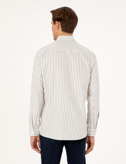 Рубашка Pierre Cardin Slim Fit темно-синяя в полоску с длинными рукавами