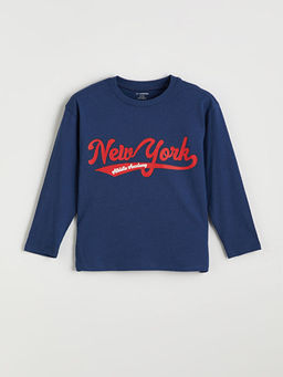 Bisiklet Yaka New York Bask?l? Erkek ?ocuk Ti??rt