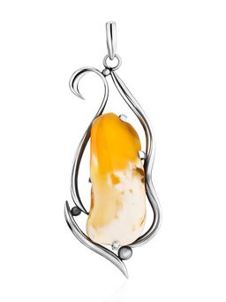 Эффектный объёмный кулон из натурального текстурного янтаря