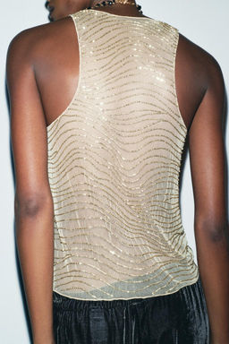 BEADED EMBROIDERED TULLE TOP - Zara фото 3