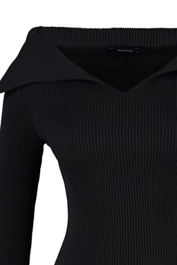 Siyah Carmen Yaka Triko Kazak TWOAW22KZ0993