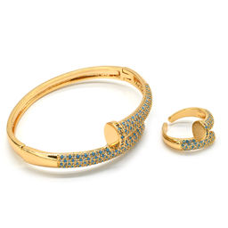 Браслет гвоздь с фианитами цв.голубой, 16см - Радуга камня фото 5