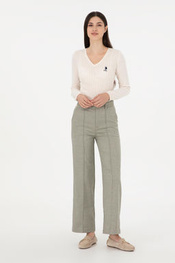 Kad_n Haki Straight Fit Kanvas Pantolon