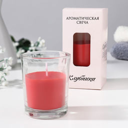 Цена за 2 шт. Свеча ароматическая в стакане Нюд, 5?6 см, клубника