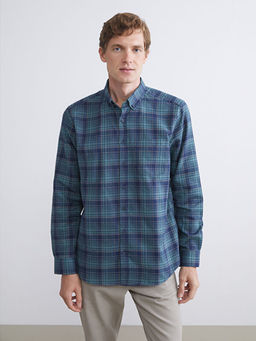 Regular Fit Uzun Kollu Ekose Gabardin Erkek G?mlek