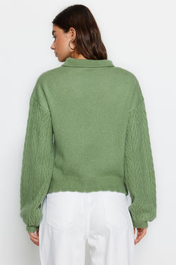 Turuncu Genis Kal?p Yumusak Dokulu Sac Orgulu Triko Kazak TWOAW22KZ1620 - Trendyolmilla фото 12