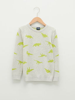 Bisiklet Yaka Desenli Uzun Kollu Erkek ?ocuk ?nce Triko Kazak