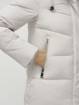 Пальто зимнее MTFORCE 9636_1B женское утепленное стеганное бежевое  фото 12