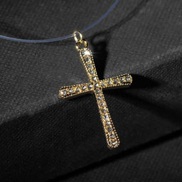 Кулон на леске «Крестик», плавный, белый в золоте, 30 см