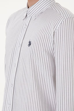 Erkek Gri _izgili Beyaz G_mlek Sepette S_rpriz _ndirim - U.s. polo assn фото 7