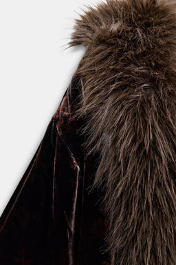 VELVET PRINTED FAUX FUR COAT - Zara фото 8