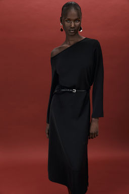 Vestido de un hombro con cinturon - H&m фото 4