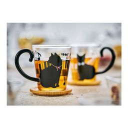 Кружка стеклянная с рисунком Черный кот Walmer Cat, 0.35 л, цвет прозрачный  фото 5