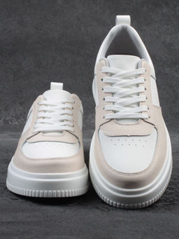 03-YJ425-1 WHITE/BEIGE Полуботинки спортивные женские (натуральная кожа) - Фабричный китай фото 10