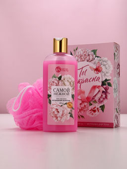 Подарочный набор Ты прекрасна, гель для душа 250 мл и мочалка для тела, Чистое счастье  фото 2
