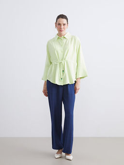 Ba?lamal? ?p Detayl? Oversize Kad?n G?mlek
