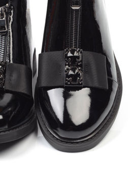 01-CA104-2 BLACK Ботинки женские (натуральная кожа, байка)