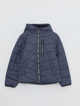 Kap??onlu Bask?l? Erkek ?ocuk ?i?me Mont