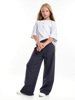 Брюки палаццо синие школьные штаны детская одежда девочке 22-7325 синий - Mini maxi фото 3