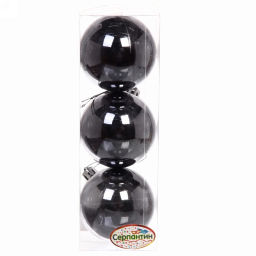 Цена за 2шт. Новогодние шары 6 см (набор 3 шт) "Глянец", графит