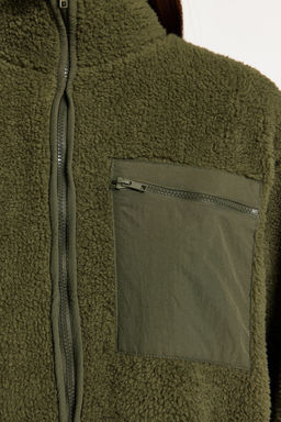 TRENDYOLMILLA Winter Essentials Gri Polar Fermuarl? Dik Yaka Uzun Kol Cep Detayl? Orme Sweatshirt TWOAW24SW00071 фото 6