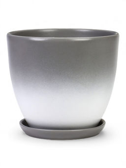 Горшок цветочный с поддоном 5 л, d122/h19,5 см серый керамика, "Туман" (М)