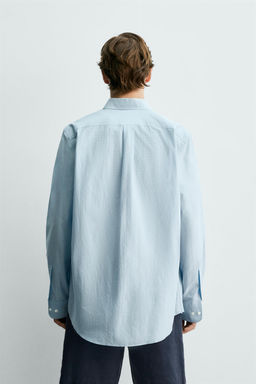 CAMISA FLUIDA REGULAR FIT BOLSILLOS AARON LEVINE X ZARA / Celeste claro  фото 3