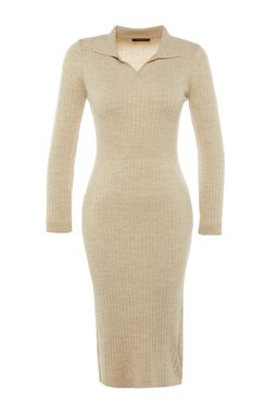 TRENDYOLMILLA Siyah Midi Triko Polo Yaka Elbise TWOAW22EL1376  фото 21