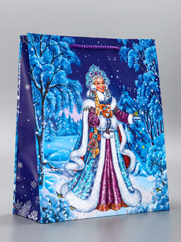 Цена за 2 шт. Пакет подарочный новогодний ламинированный, «Снегурочка», 26×12×32 см