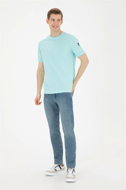 Мужская базовая футболка цвета водного зеленого цвета - U.s. polo assn фото 4