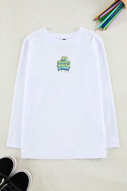 Beyaz Erkek Cocuk S?rt Bask?l? Orme T-Shirt TKDAW25TS00026 - Trendyolmilla фото 2