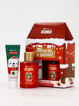 Новогодний подарочный набор косметики Тепла и уюта: гель для душа 110 мл и крем для рук 30 мл, URAL LAB  фото 2